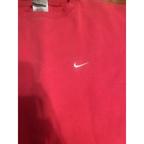 Vintage Y2K Nike Sweatshirt Mini Swoosh Crewneck Silver Tag Red Medium - Picture 2 of 5